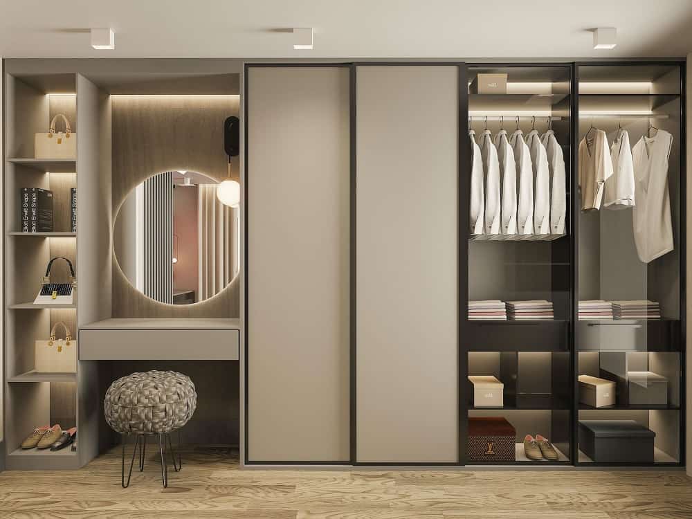 Wardrobe with Open and Closed Sections